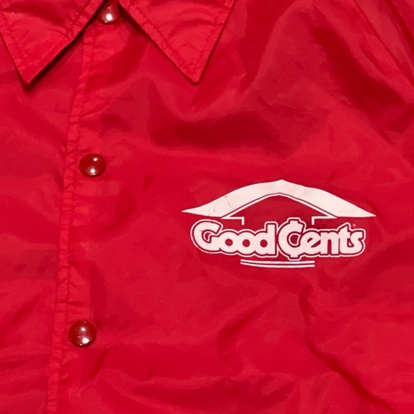 Vintage Good Cents Store Red Lightweight Button Up Windbreaker Jacket - Picture 3 of 4